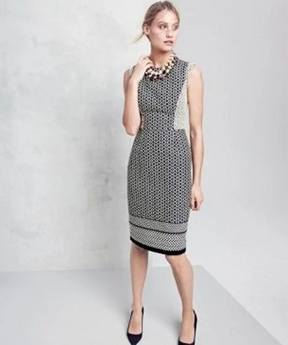 New J Crew Paneled Geometric Sheath Dress  $168 SIZE 4 Black/White KNEE LENGTH
